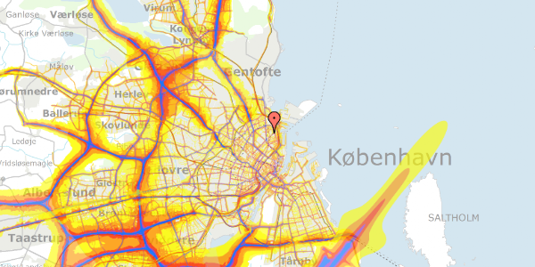 Trafikstøjkort på Kirsteinsgade 7, kl. 2, 2100 København Ø