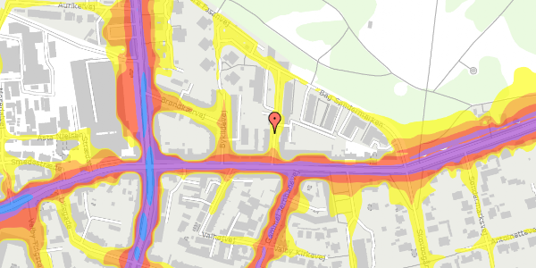 Trafikstøjkort på Kirstinedalsvej 3, kl. 1, 2500 Valby