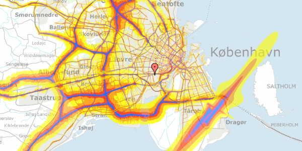 Trafikstøjkort på Kjeldsgårdsvej 19, 3. th, 2500 Valby