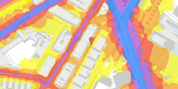 Trafikstøjkort på K.M. Klausens Gade 18, st. th, 2450 København SV