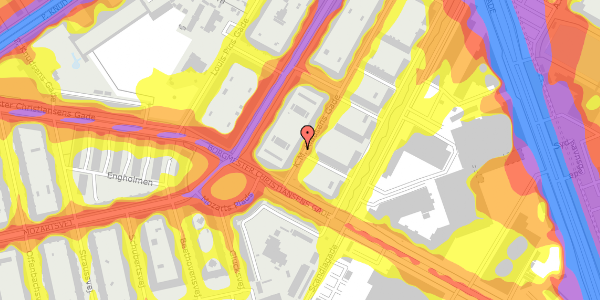 Trafikstøjkort på K.M. Klausens Gade 42, 3. th, 2450 København SV