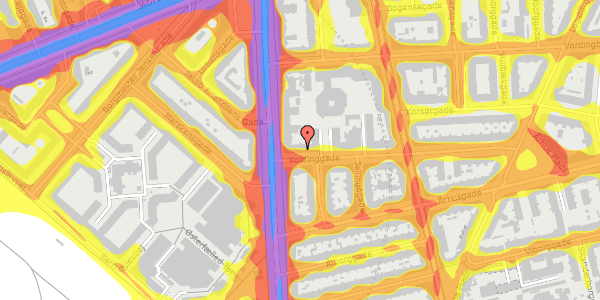 Trafikstøjkort på Koldinggade 1, 4. th, 2100 København Ø