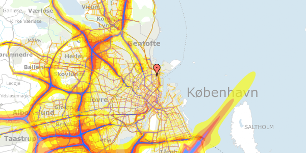 Trafikstøjkort på Koldinggade 14, 4. th, 2100 København Ø