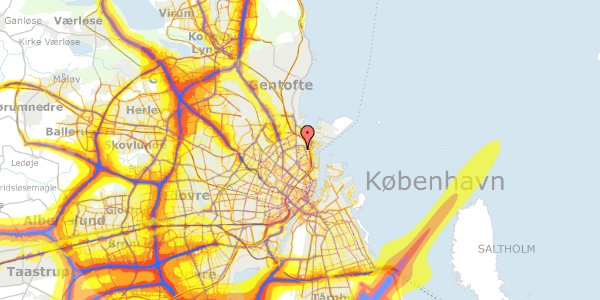 Trafikstøjkort på Koldinggade 22, 3. th, 2100 København Ø