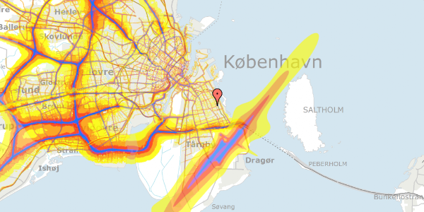 Trafikstøjkort på Koreavej 3, 2300 København S