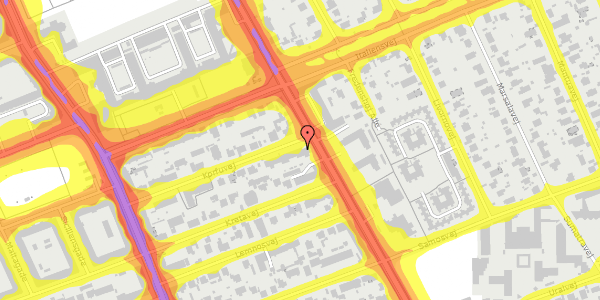 Trafikstøjkort på Korfuvej 42, 2300 København S