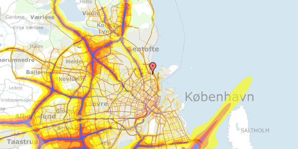 Trafikstøjkort på Kuhlausgade 37, 1. , 2100 København Ø