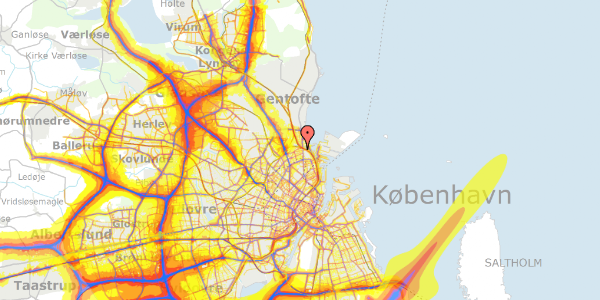 Trafikstøjkort på Kuhlausgade 39, 2100 København Ø