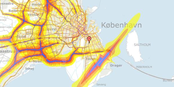 Trafikstøjkort på Kurvemagerstien 10, 2300 København S