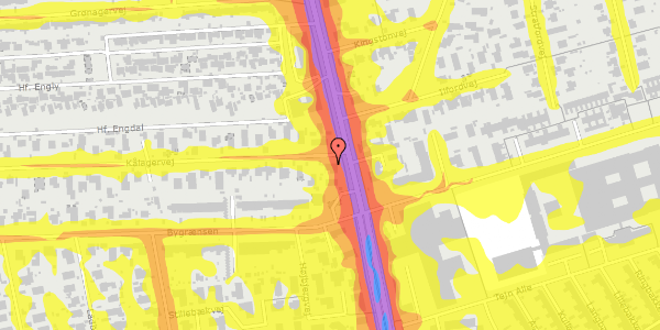 Trafikstøjkort på Kålagervej 1, 2300 København S