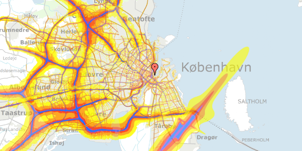 Trafikstøjkort på Laksegade 14, 1. tv, 1063 København K