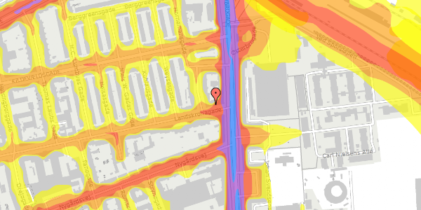 Trafikstøjkort på Landskronagade 4, st. th, 2100 København Ø