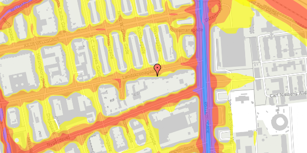 Trafikstøjkort på Landskronagade 5D, st. 2, 2100 København Ø