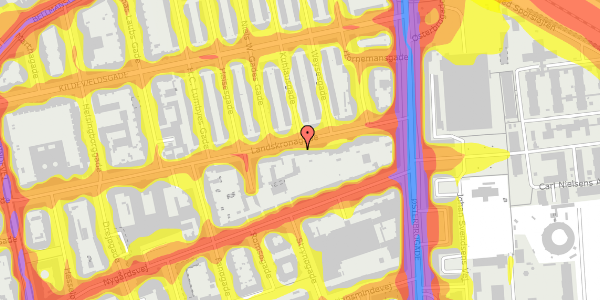 Trafikstøjkort på Landskronagade 7, st. th, 2100 København Ø