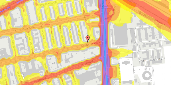 Trafikstøjkort på Landskronagade 12, 2100 København Ø