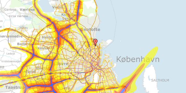 Trafikstøjkort på Landskronagade 39, 2. th, 2100 København Ø