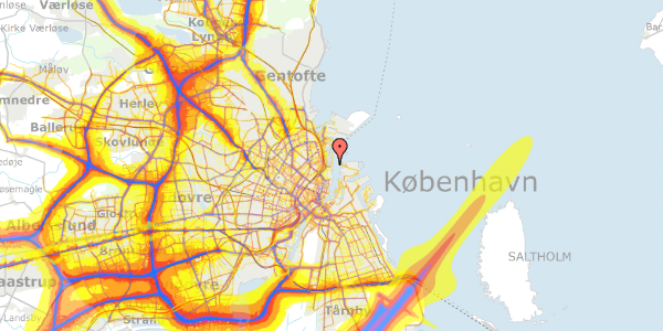 Trafikstøjkort på Langelinie Allé 5, st. 1, 2100 København Ø