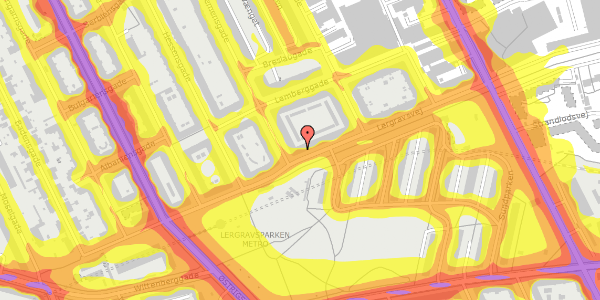 Trafikstøjkort på Lergravsvej 21, 3. th, 2300 København S