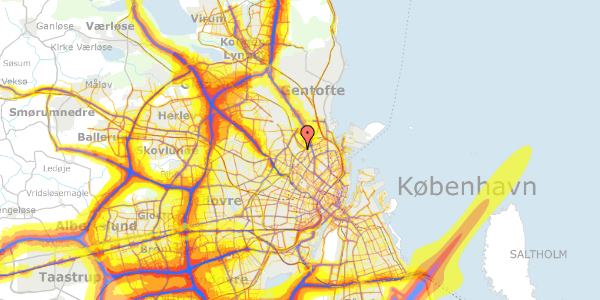 Trafikstøjkort på Lersøstien 180, 2100 København Ø