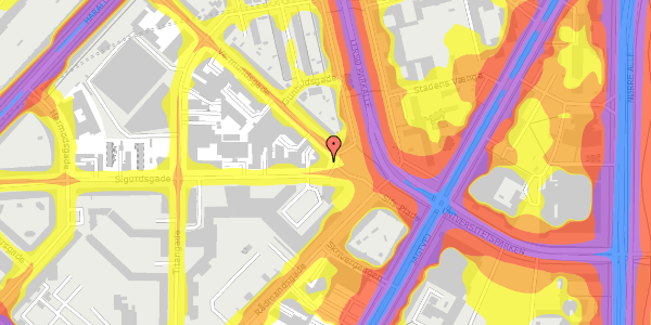 Trafikstøjkort på Vermundsgade 1, 2. tv, 2100 København Ø