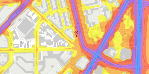 Trafikstøjkort på Lersø Parkallé 25, 1. th, 2100 København Ø