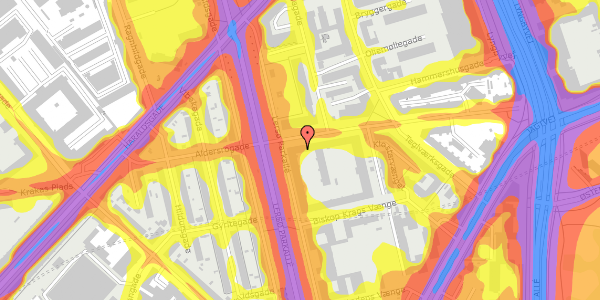 Trafikstøjkort på Lersø Parkallé 28F, 1. 58, 2100 København Ø