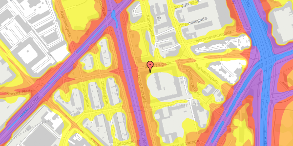 Trafikstøjkort på Lersø Parkallé 28F, 2. 62, 2100 København Ø