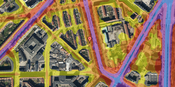 Trafikstøjkort på Lersø Parkallé 33, 1. th, 2100 København Ø