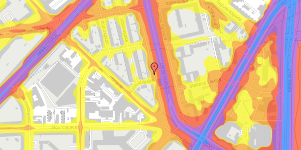 Trafikstøjkort på Lersø Parkallé 33, 1. tv, 2100 København Ø