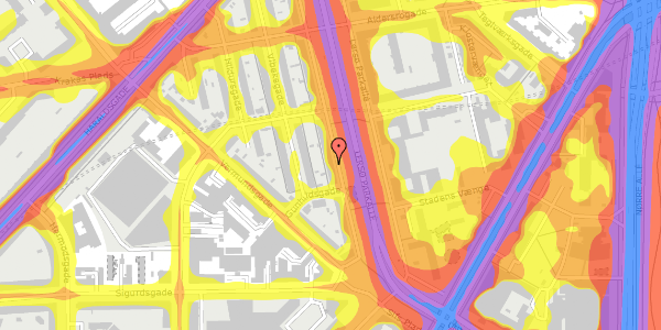 Trafikstøjkort på Lersø Parkallé 35, 1. tv, 2100 København Ø