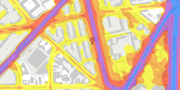 Trafikstøjkort på Lersø Parkallé 39, 1. tv, 2100 København Ø