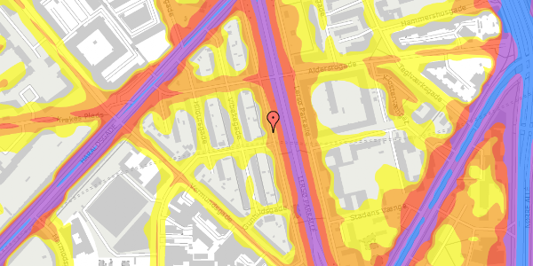 Trafikstøjkort på Lersø Parkallé 43, 1. th, 2100 København Ø