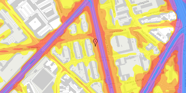 Trafikstøjkort på Lersø Parkallé 47, 1. th, 2100 København Ø