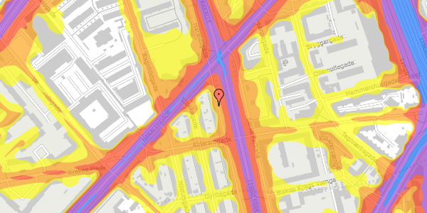 Trafikstøjkort på Lersø Parkallé 59, 2. th, 2100 København Ø