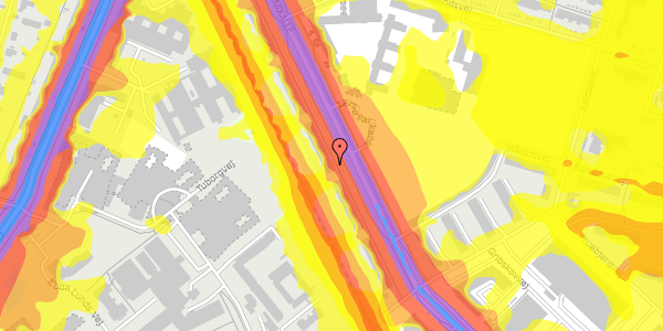 Trafikstøjkort på Lersø Parkallé 135, 2. tv, 2100 København Ø