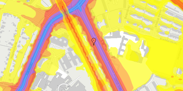 Trafikstøjkort på Lersø Parkallé 155, 2. th, 2100 København Ø