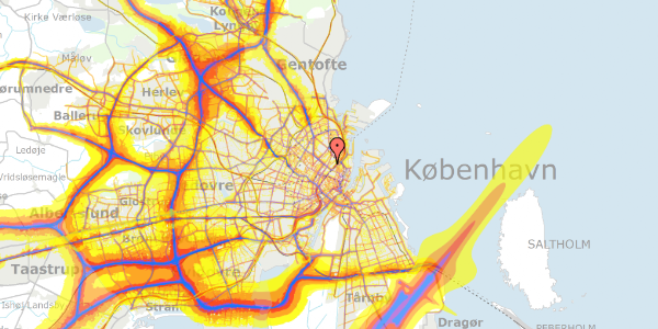 Trafikstøjkort på Lille Farimagsgade 1, kl. th, 2100 København Ø