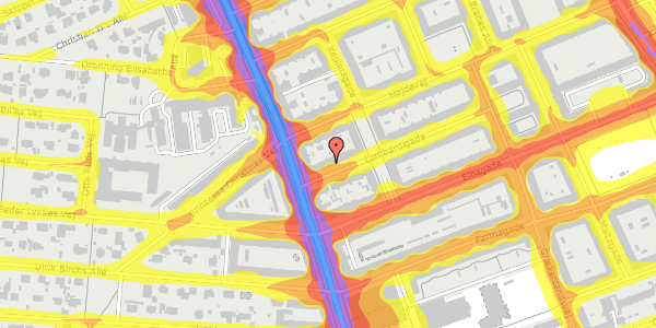 Trafikstøjkort på Lombardigade 3, 3. th, 2300 København S