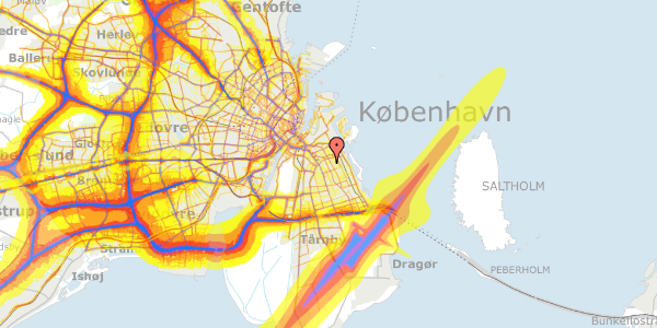 Trafikstøjkort på Luganovej 1, 2300 København S