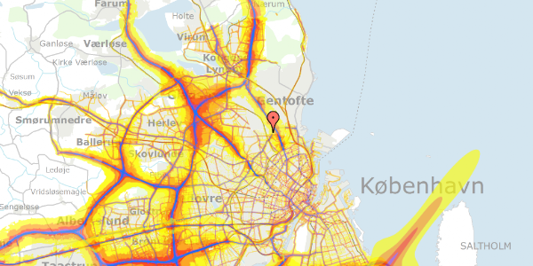 Trafikstøjkort på Lundedalsvej 34, 1. 4, 2900 Hellerup