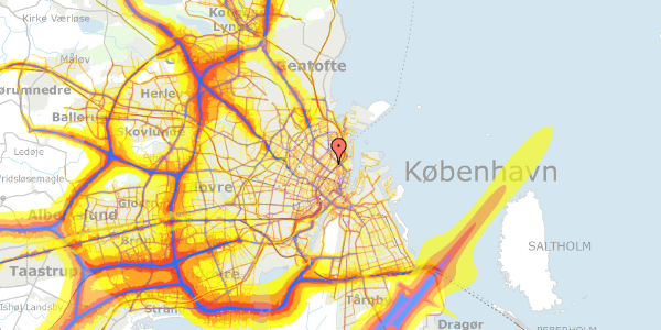 Trafikstøjkort på Lundsgade 10, 3. th, 2100 København Ø