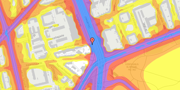 Trafikstøjkort på Lyngbyvej 5, st. th, 2100 København Ø