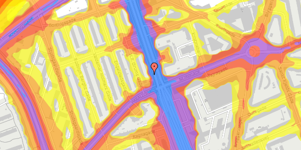 Trafikstøjkort på Lyngbyvej 47, 2100 København Ø