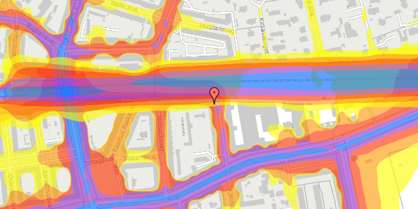 Trafikstøjkort på Lyshøjgårdsvej 19, 1. tv, 2500 Valby