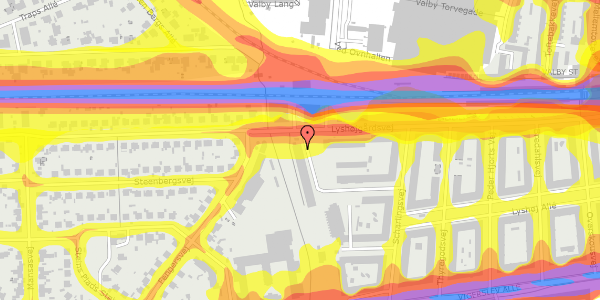 Trafikstøjkort på Lyshøjgårdsvej 103, st. 2, 2500 Valby