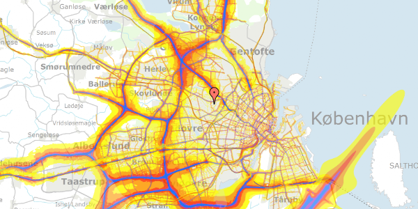 Trafikstøjkort på Lystrupvej 14, 2700 Brønshøj