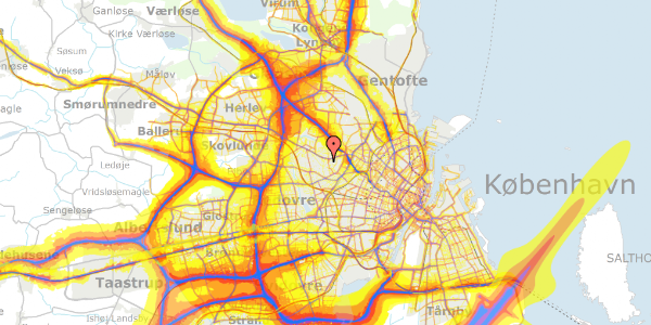 Trafikstøjkort på Lystrupvej 18, 2700 Brønshøj