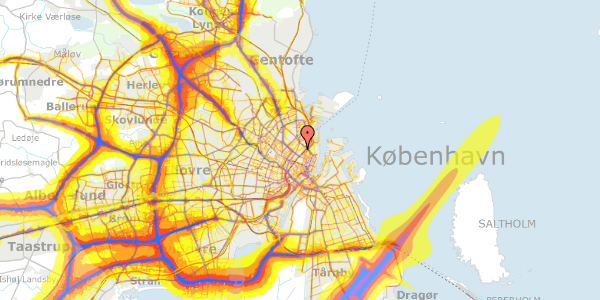 Trafikstøjkort på Malmøgade 5B, kl. , 2100 København Ø