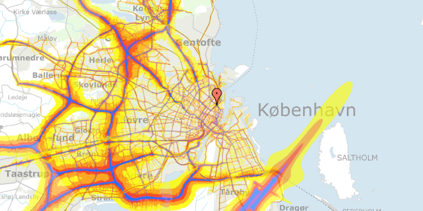 Trafikstøjkort på Malmøgade 6, 2. tv, 2100 København Ø