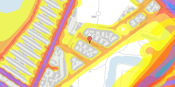 Trafikstøjkort på Malmøgade 7, 3. th, 2100 København Ø